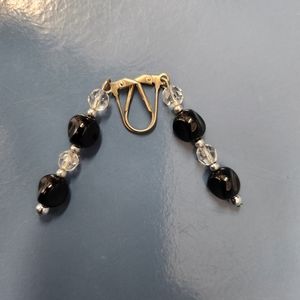 Handmade in Florida. Neutral Black Crystal Hanging Earrings. 1.5 inches